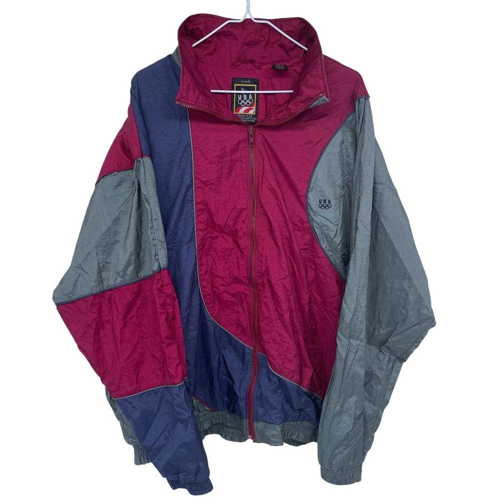 Vintage Colorblock JCPenney USA Olympics‎ Nylon Windbreaker Jacket 2XL